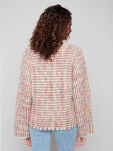 Multi Color V Neck Crochet Sweater