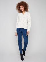 Notch Neck Flex Yarn Sweater