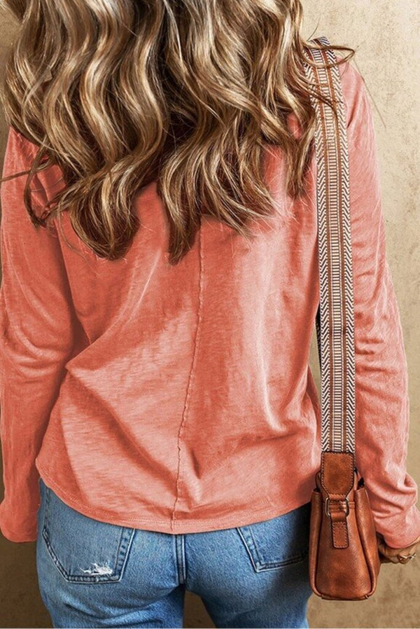 Floral Patchwork V Neck Long Sleeve T Shirt
