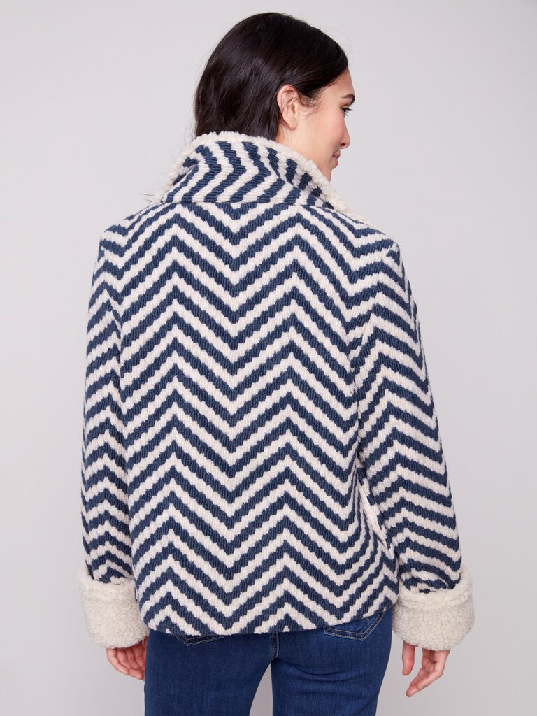 Chevron Boucle Sherpa Trim Jacket