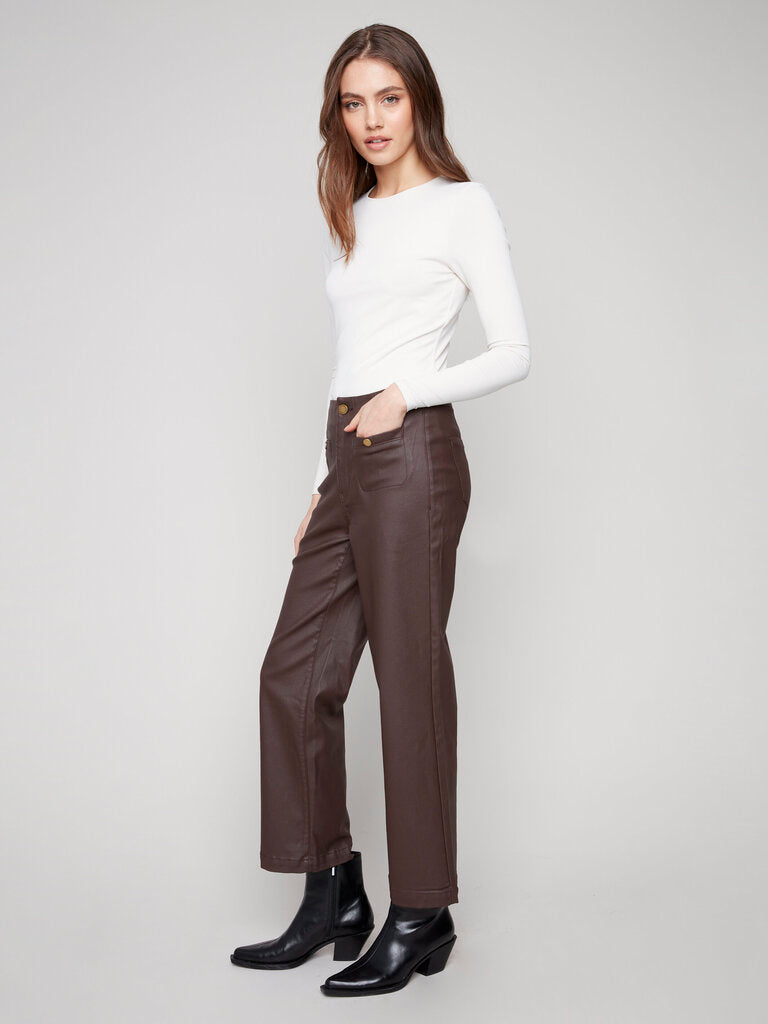 Wax Twill Flare Leg Pants