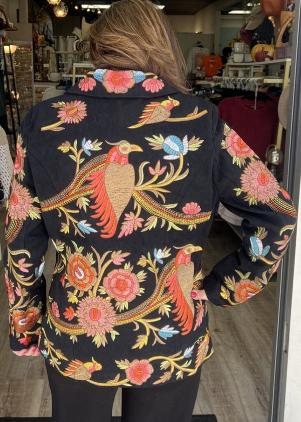 Bird Embroidered Twill Jacket