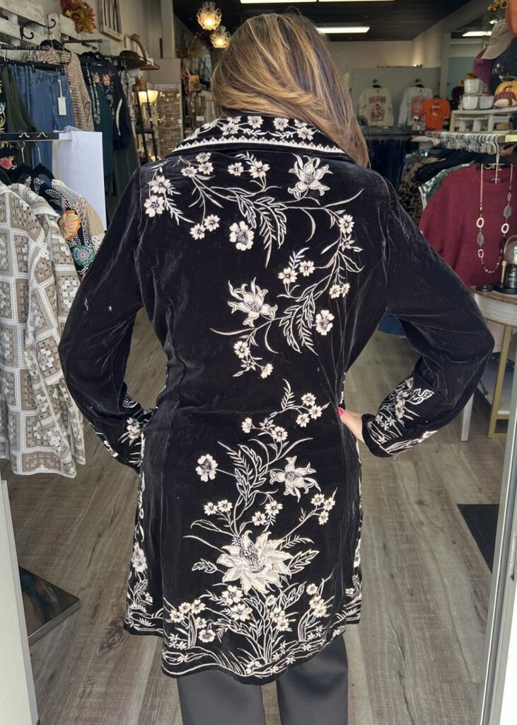 Embroidered Velvet Coat