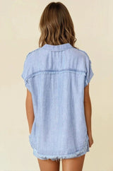 Chambray Cap Sleeve Top