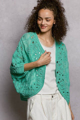 Batwing Button Down Crochet Cardigan