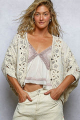 Batwing Button Down Crochet Cardigan