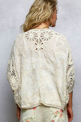 Batwing Button Down Crochet Cardigan