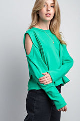Cold Shoulder Terry Sweatshirt