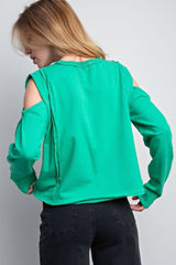 Cold Shoulder Terry Sweatshirt