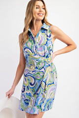 Sleeveless Print Wrap Dress