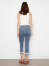 Flare Stretch Floral Trim Denims