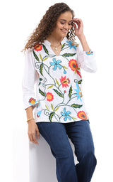 Joni Top Floral Embroidered 3/4 Sleeve