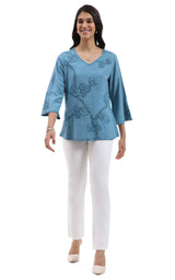 Vanessa 3/4 Sleeve Floral Textured Blouse