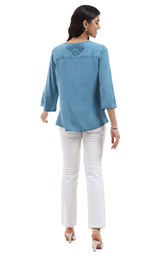Vanessa 3/4 Sleeve Floral Textured Blouse