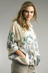 Floral Linen Hooded Jacket
