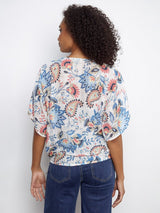 Paisley Print Side Tie Cotton Gauze Blouse