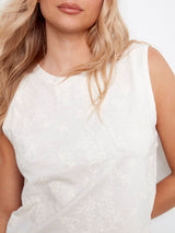 Sleeveless Embroidered Crew Neck Top