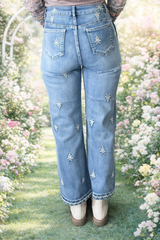 Embroidered Sailor Button Denims