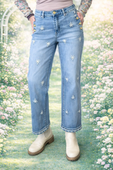 Embroidered Sailor Button Denims