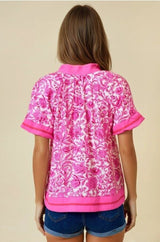 Floral Printed Short Sleeve V Neck