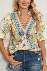 Crochet V Neck Boho Blouse