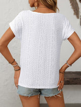 Eyelet Crew Neck Short Sleeve