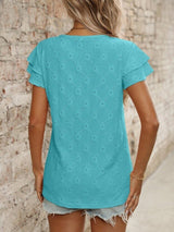 Eyelet Ruffle Sleeve Top