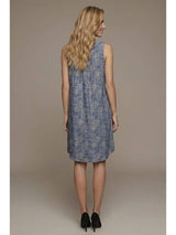Sleeveless Henley Embroidery Print Dress