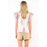 Flutter Sleeve Floral Print Top