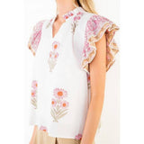 Flutter Sleeve Floral Print Top