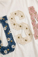 Mixed Media Studded USA Tee *Available on 6/16