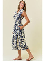 Print Zip Front Midi Dress