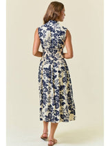 Print Zip Front Midi Dress