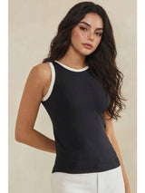 Sleeveless Contrast Trim Tank