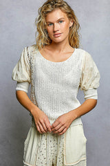 Balloon Sleeve Sweater With Embelishment