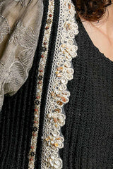 Balloon Sleeve Sweater With Embelishment