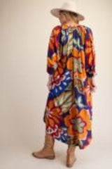 Floral Print Balloon Sleeve Dress