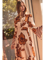 Floral Midi Dress Fall Bloom