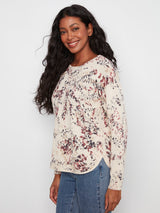 Watercolor Print Round Hem Sweater