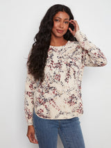 Watercolor Print Round Hem Sweater