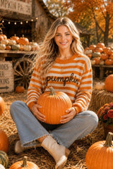 Pumpkin Script Striped Sweater