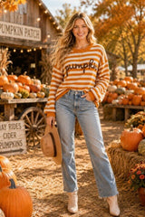 Pumpkin Script Striped Sweater