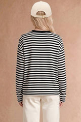 Ghost Applique Striped Lightweight Sweatshirt