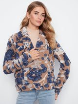 Sherpa Floral Print Knit Jacket