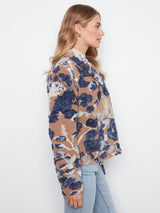 Sherpa Floral Print Knit Jacket