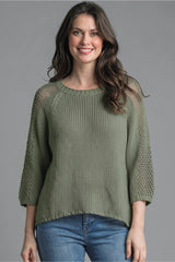 Short Sleeve Open Knit Sweater