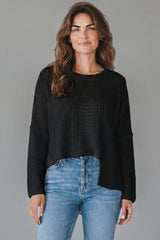 Half Sleeve Open Knit Hi-Lo Sweater