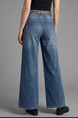 Leopard Belt Wide Leg Denims