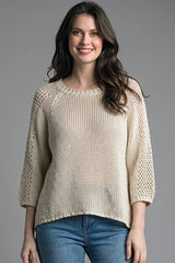 Short Sleeve Open Knit Sweater