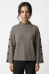 Mock Neck Button Sleeve Sweater